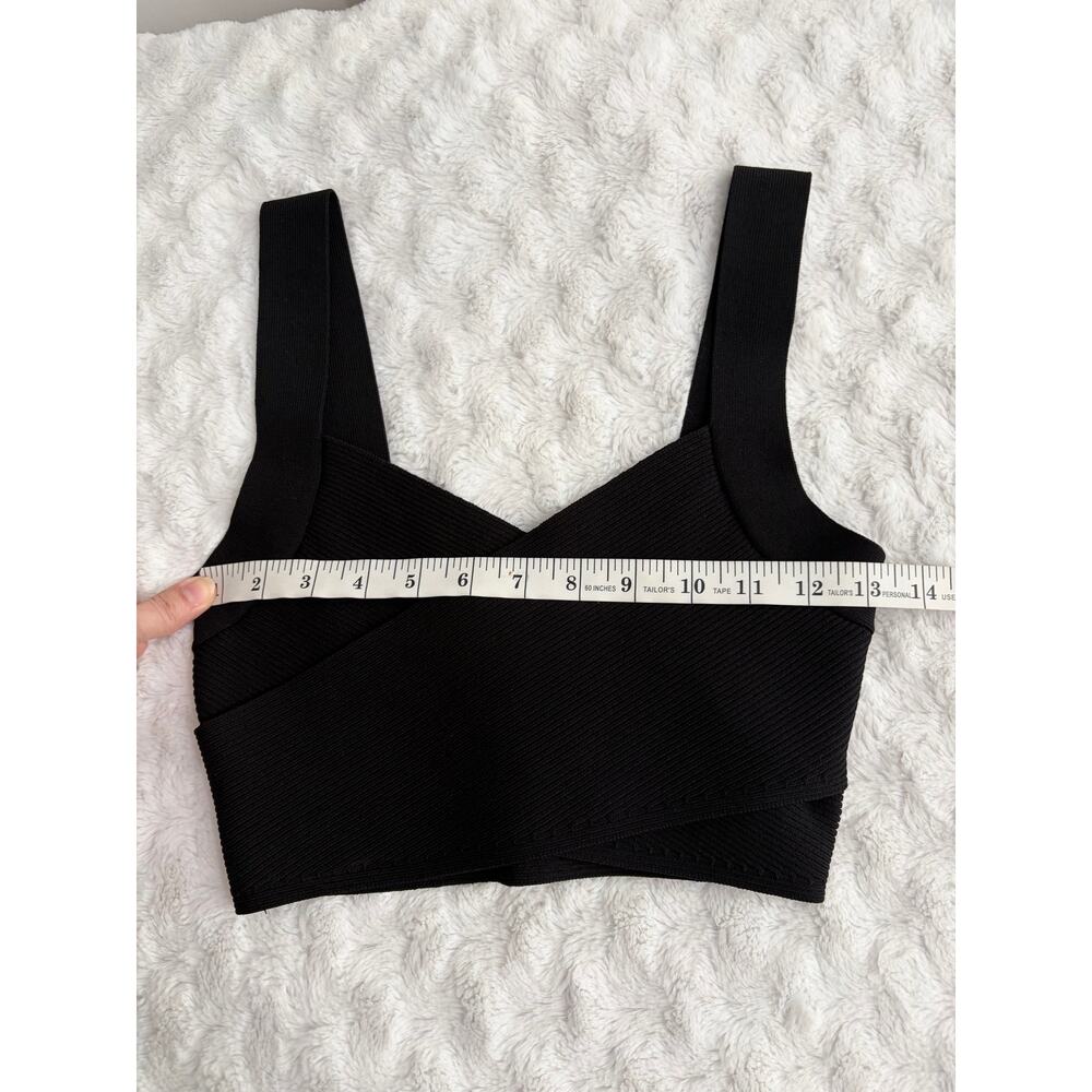 Aritzia Babaton Black Sculpt Knit Greek Ribbed Criss Cross Cropped Tank Top S - Picture 8 of 8